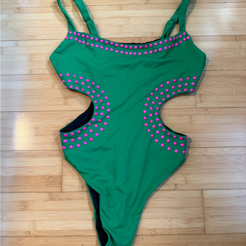 Cynthia Rowley Black and Green Swimsuit